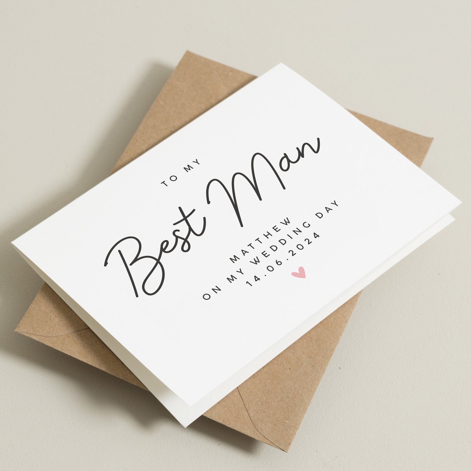 Personalised Best Man Wedding Day Card, To My Best Man On My Wedding Day Card, Best Man Gift, Personalised Groomsman Card, For Him