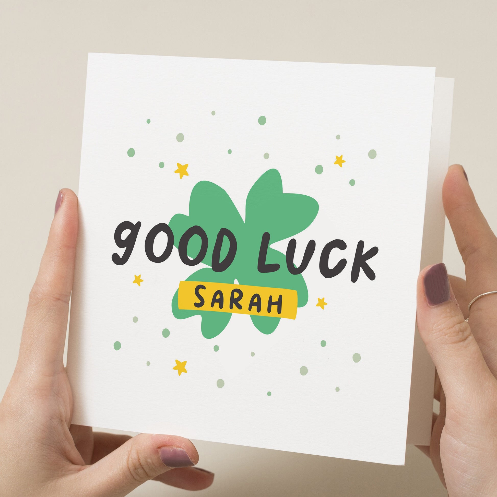 Four Leaf Clover Good Luck Card, Best Of Luck Card, Personalised Good Luck Card, New Job Coworker Good Luck Gift, Simple Good Luck Card