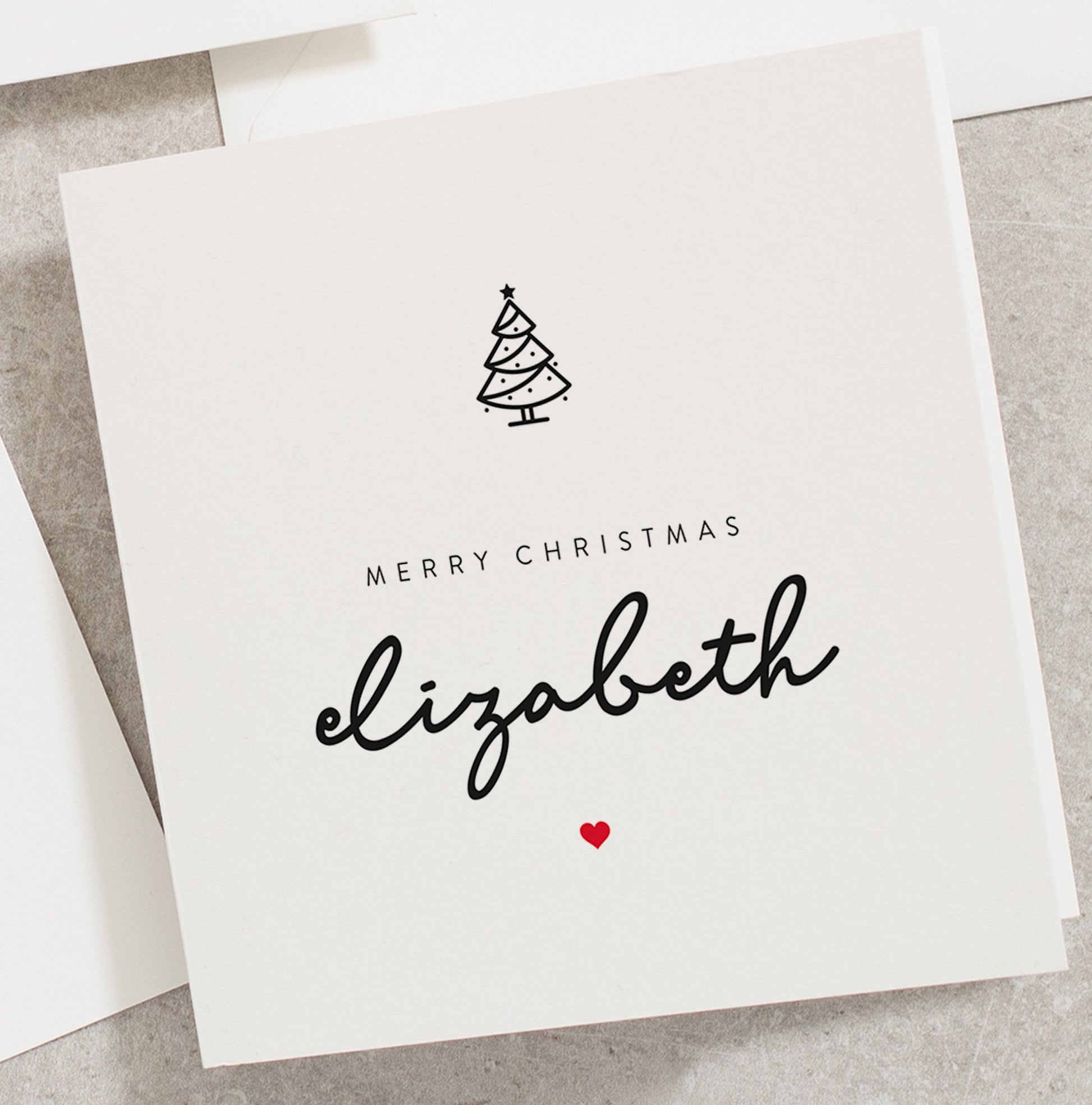 Personalised Christmas Card, Merry Christmas Your Name, Simple Christmas Cards, Typography Christmas Card CC054