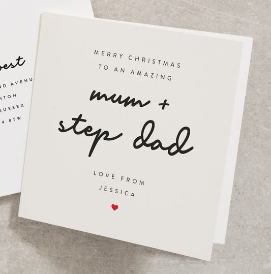 Personalised Mum and Step Dad Christmas Card, Christmas Card for Mum and Stepdad, Christmas Card Parents, Christmas Cards Step Parent CC696