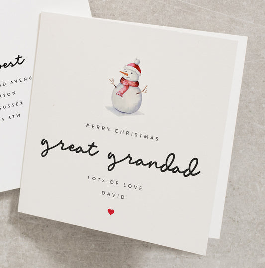 Personalised Christmas Card For Great Grandad, Christmas Card to Great-Grandad, Xmas Card for Great Grandparents CC318