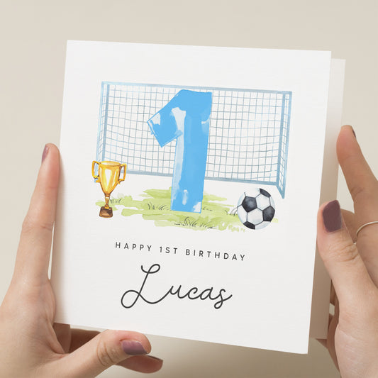 Football Birthday Card, Personalised 1st Birthday Card, First Birthday Card For Son, For Nephew, 1st Birthday Card for Grandson