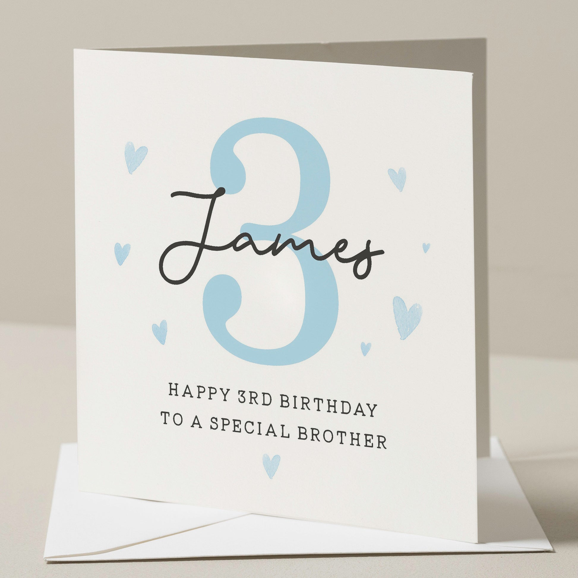 Personalised 3rd Birthday Card For Brother, Little Brother Birthday Card, Third Birthday Card To Big Brother, Birthday Gift For Brother