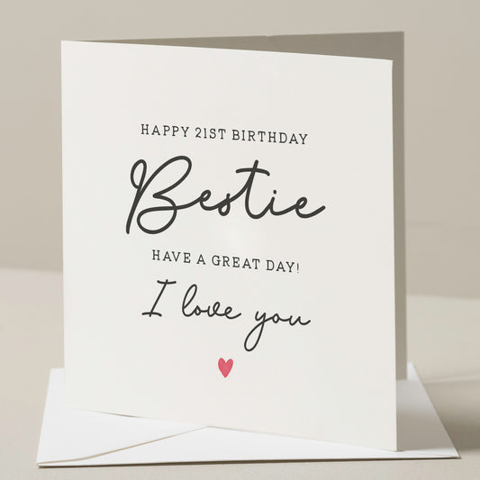 Best Friend Birthday Card, Twenty First Birthday Card, 21st Birthday Card For Bestie, Birthday Gift For Her, Bestie Birthday, 21st Gift