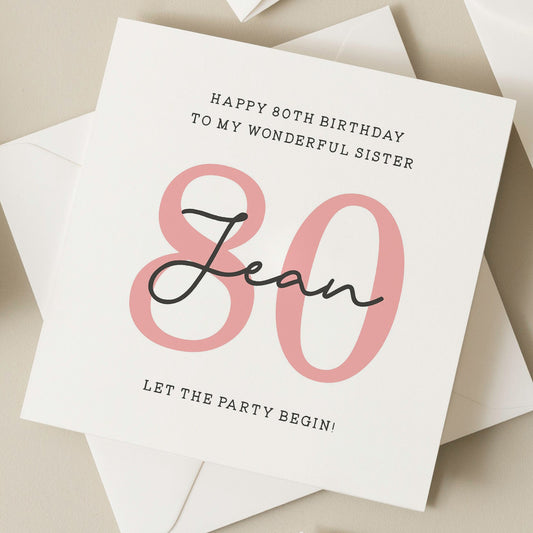 Personalised 80th Birthday Sister Card, Birthday Card For Sister, 80th Birthday Gift For Sister, Eightieth Card For Sister, Sister Gift