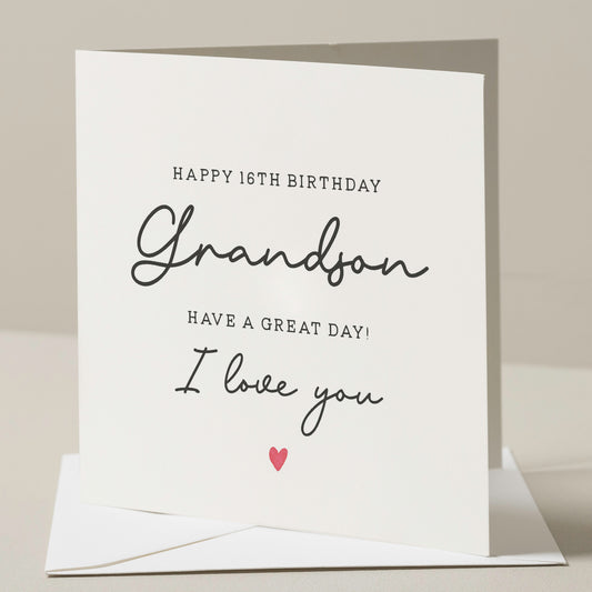 Grandson 16th Birthday Card, 16th Birthday Card For Grandson, 16th Birthday Card, For Grandson,  16th Birthday Gift For Him, Sixteenth