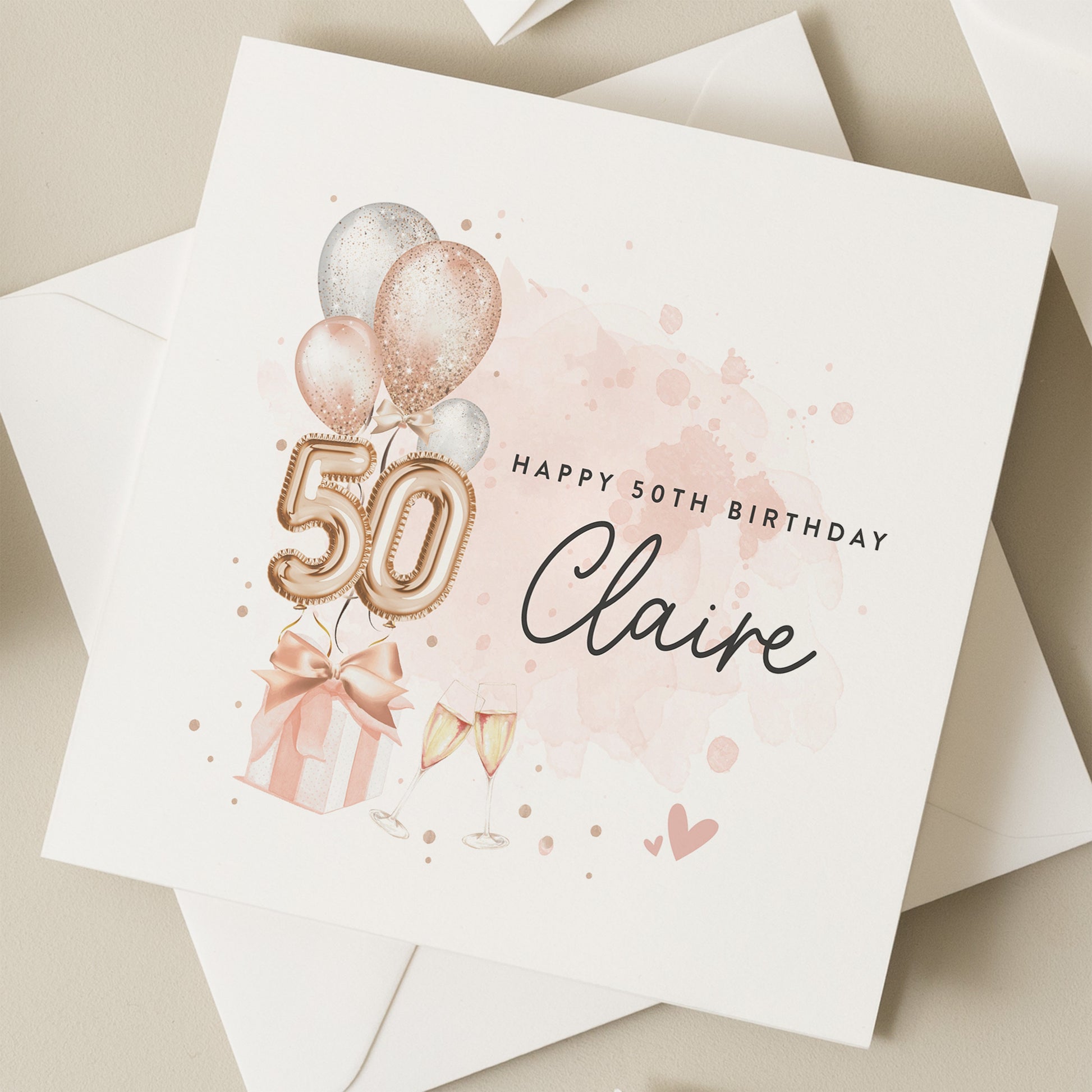 Personalised 50th Birthday Card For Friend, Happy Fiftieth Birthday Card, Mum 50th Birthday Card, 50th Birthday Gift For Wife, Sister, Nan