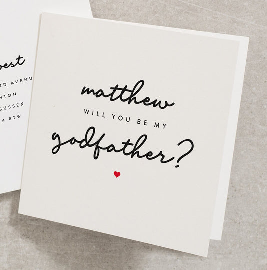 Personalised Will You Be My Godfather Card, Christening Will You Be Card, Godfather Proposal, Godparents Greeting Card, With Envelope WY017