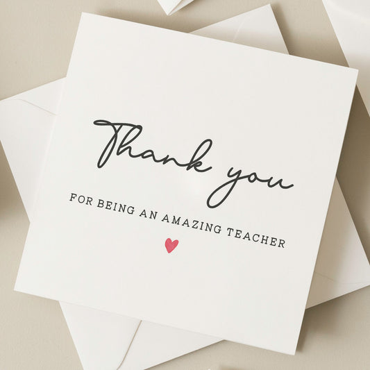 Amazing Teacher Card, Teacher Appreciation Card, Simple Teacher Thank You Card, End Of Term Card For Special Teacher