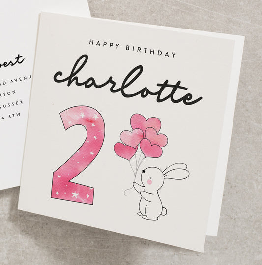 Happy Birthday For Daughter Card, Personalised 2nd Birthday Card, Happy 2nd Birthday Card For Niece, Granddaughter 2nd Birthday Card BC945