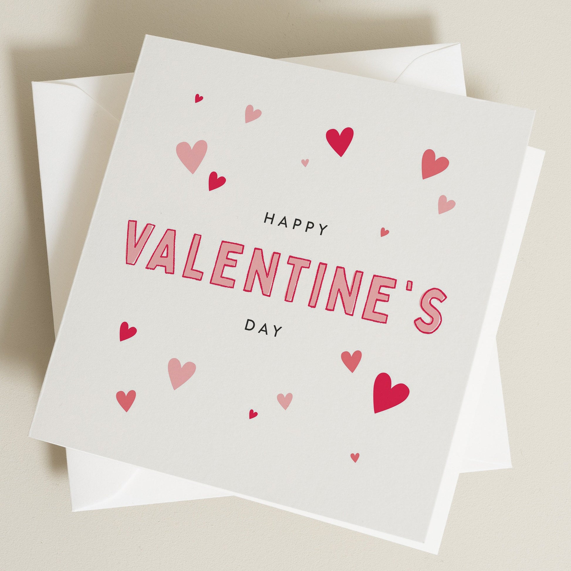 Valentines Day Card For Him Or Her, Anniversary Card, Cute Romantic Valentines Day Card For Him, Red And Pink Love Hearts Card For Her