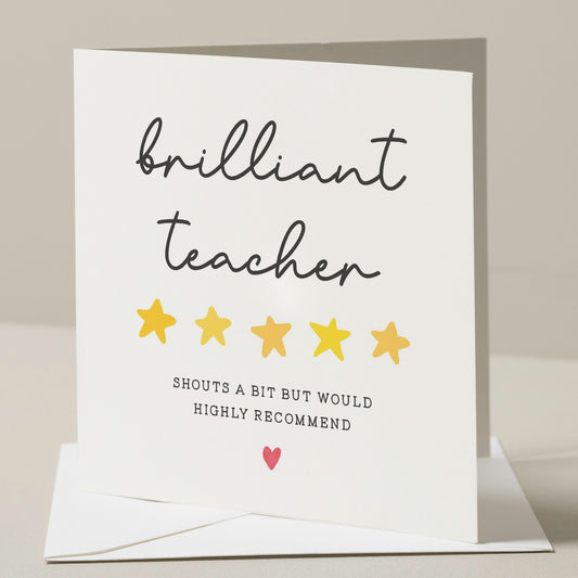 Funny Teacher Thank You Card, End Of School Card To Teacher, End Of Term Gift, Teacher Appreciation Card, Joke Teacher Card