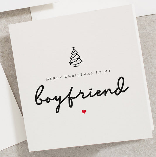 Merry Christmas To My Boyfriend, Boyfriend Christmas Card, Xmas Card For Boyfriend, The One I Love At Christmas CC146