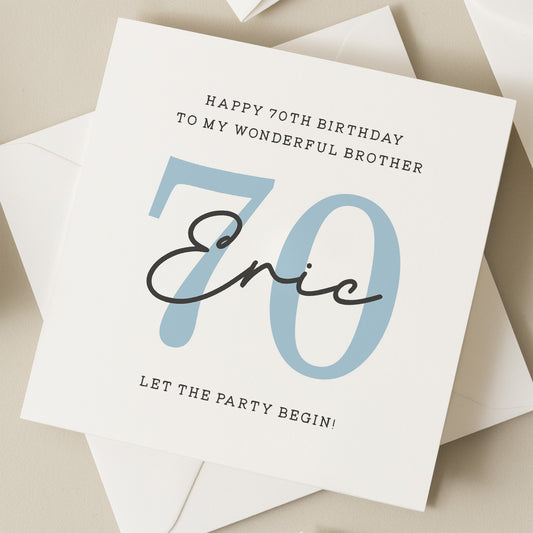 Personalised 70th Birthday Brother Card, Birthday Card For Brother, 70th Birthday Gift To Brother, Seventieth Birthday Card, Brother Gift