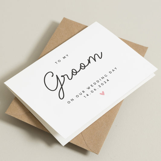 To My Groom On Our Wedding Day, Personalised Groom Wedding Day Card, To My Fiancé On Our Wedding Day, Personalised Groom Card, For Husband