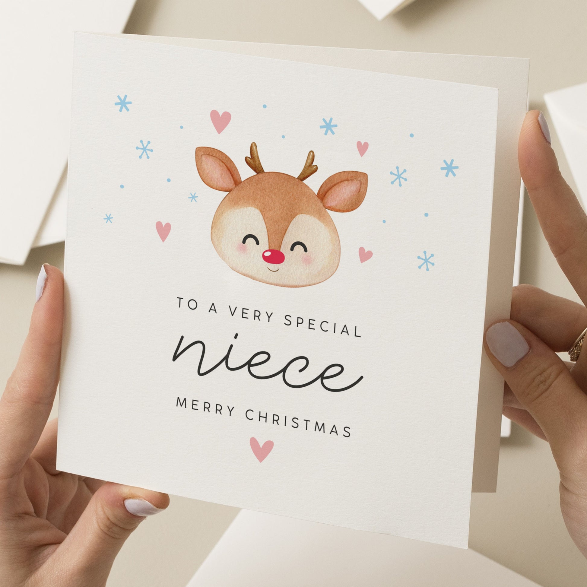 Niece Christmas Card, Christmas Card for a Niece, Christmas Card Niece, Cute Christmas Card For Niece, Reindeer Christmas Card