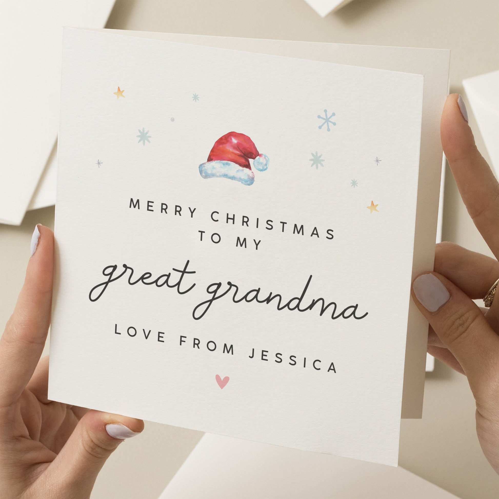 Christmas Card Great Nanna, Christmas Card For Nanny, Great Grandma Christmas Card Nan, Christmas Card For Nan, From Great Grandchild, Xmas