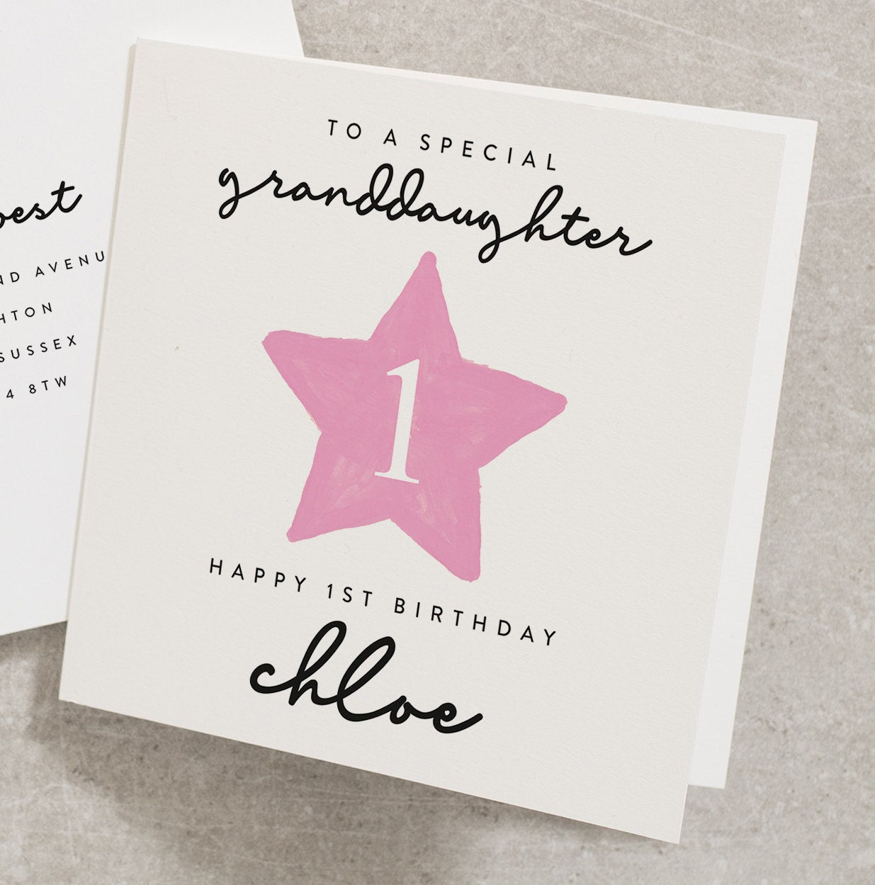 Happy 1st Birthday To A Special Granddaughter, Personalised Granddaughter 1st Birthday Card, Family Card, For Granddaughter, Any Name BC878