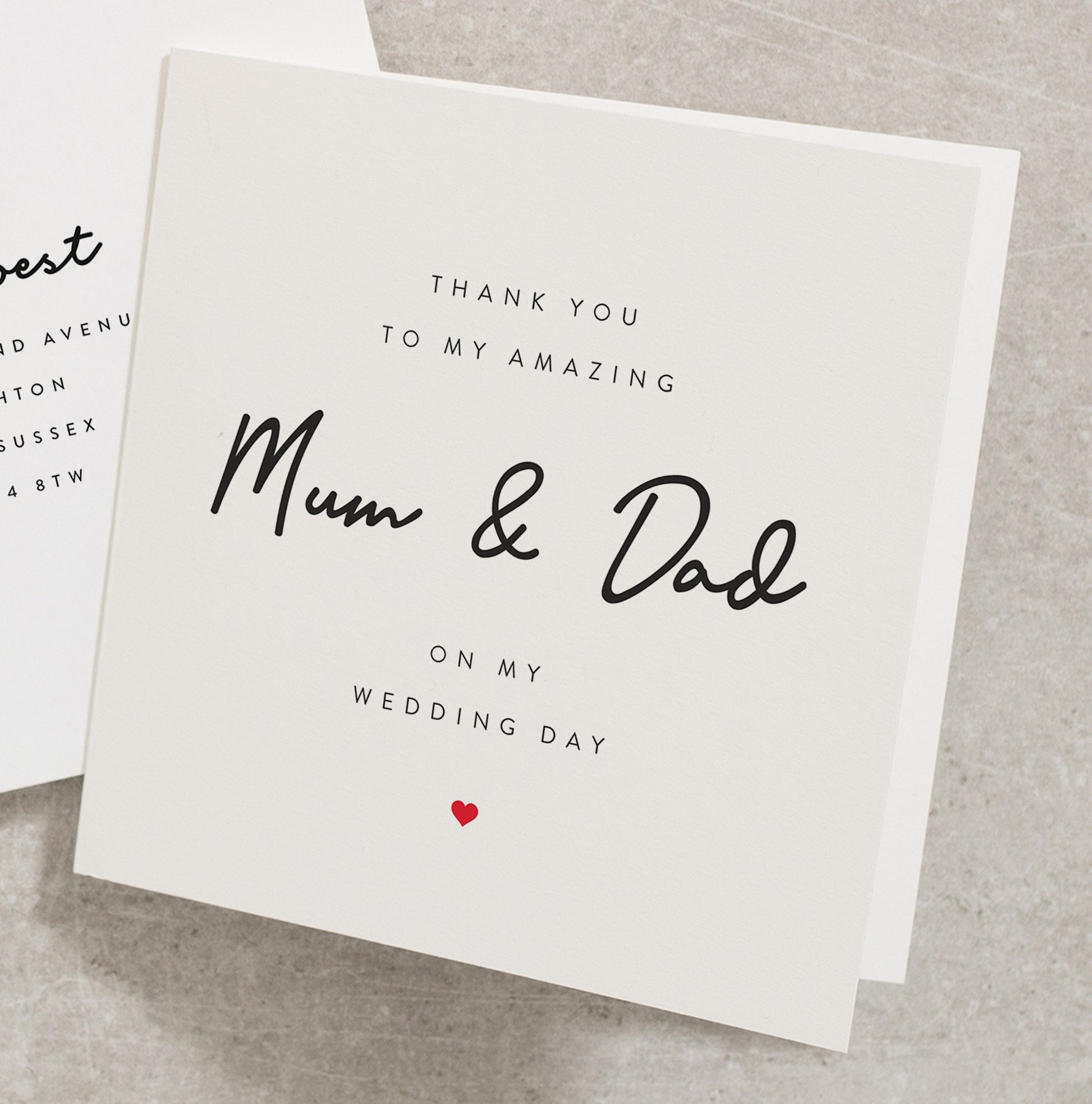 Thank You Card For Mum and Dad, Wedding Card For Mum and Dad, Happy Wedding Day Card, Personalised Wedding Day Card, Wedding Card WD029