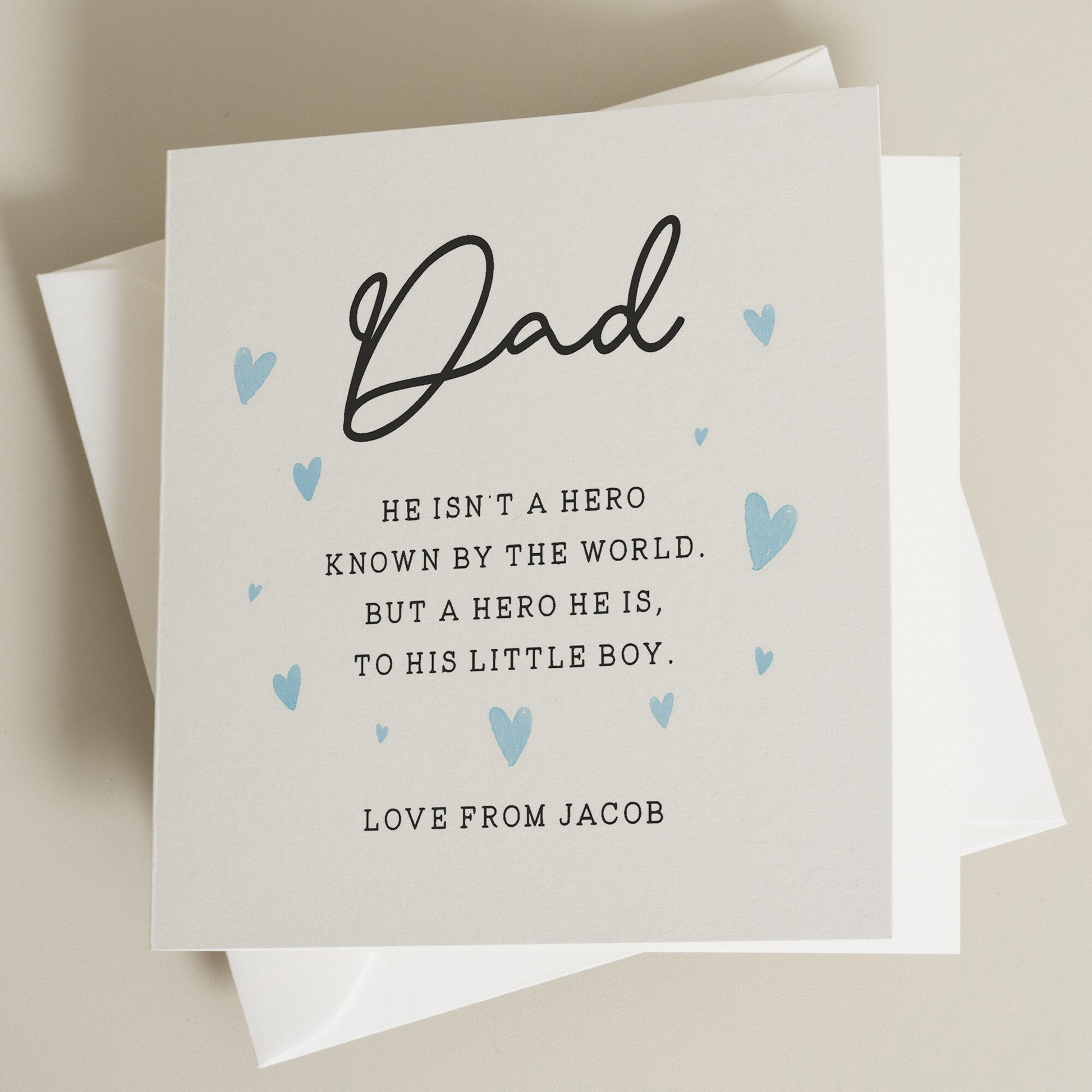 Dad Poem Fathers Day Card, Poem Card For Dad, Hero Dad Card, Cute Fathers Day Card, Fathers Day Card From Son, Dad Is My Hero