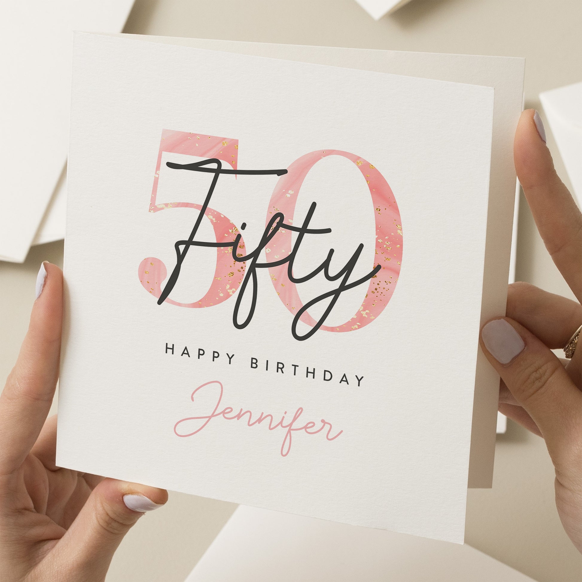 Personalised 50th Birthday Card For Nan, Happy Fiftieth Birthday Card, Mum 50th Birthday Card, 50th Birthday Gift For Wife, Sister, Friend