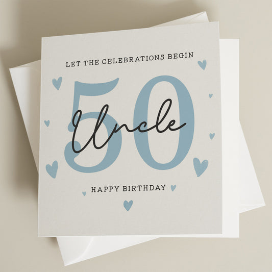 Birthday Uncle Card, 50th Birthday Card For Uncle, Uncle 50th Birthday Gift, Uncle Fiftieth Birthday, Milestone Birthday