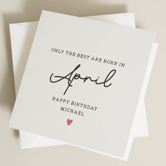 Simple Personalised Birthday Card, April Birthday Card, Funny Birthday Card For Her, For Friend, Birthday Gift To Him, Birthday Month Card