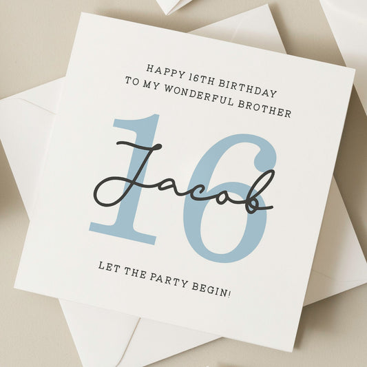 Personalised Birthday Card For Brother, 16th Birthday Gift To Brother, 16th Birthday Brother Card, Sixteenth Card For Brother, Brother Gift