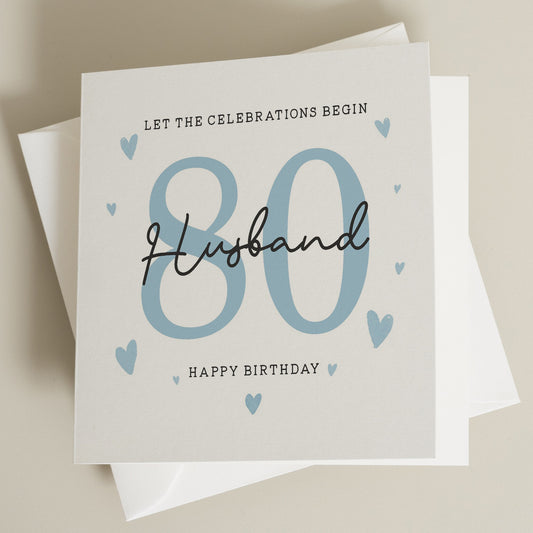 80th Birthday Card For Husband, Husband Eightieth Birthday Card, Husband 80th Birthday Gift, Happy 80th Birthday Card For Him