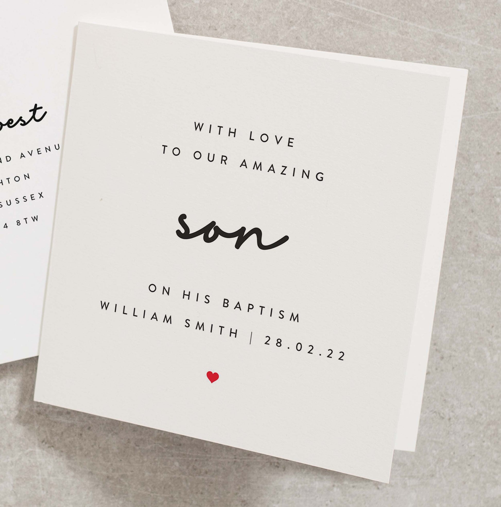 Son Baptism Card, Personalised Baptism Card For Son, Baptism Day Card For Son, Son Communion Card, Baptism Card For Son BT036