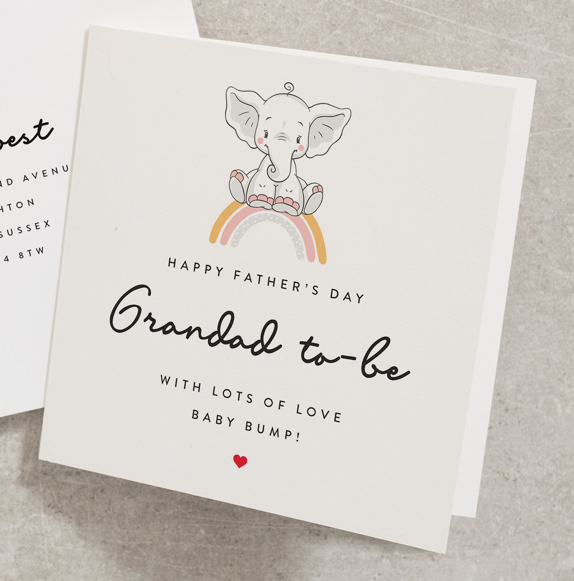 1st Fathers Day Card For Grandad, Personalised Father&#39;s Day Card For Grandad, Card From Bump, Cute Elephant, Fathers Day Card FD195