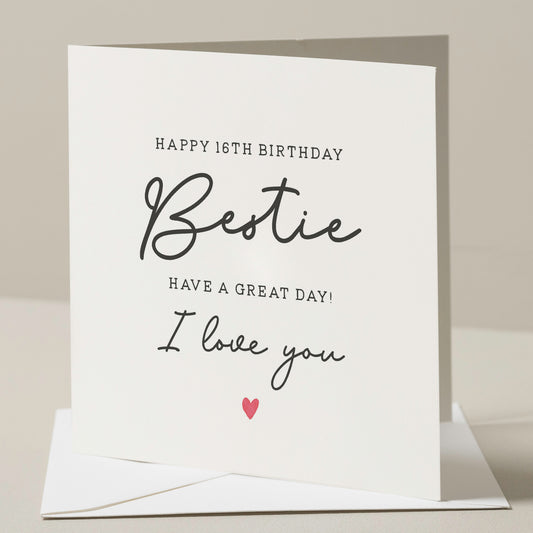 Best Friend Birthday Card, Sixteenth Birthday Card, 16th Birthday Card For Bestie, Birthday Gift For Her, Bestie Birthday, 16th Gift