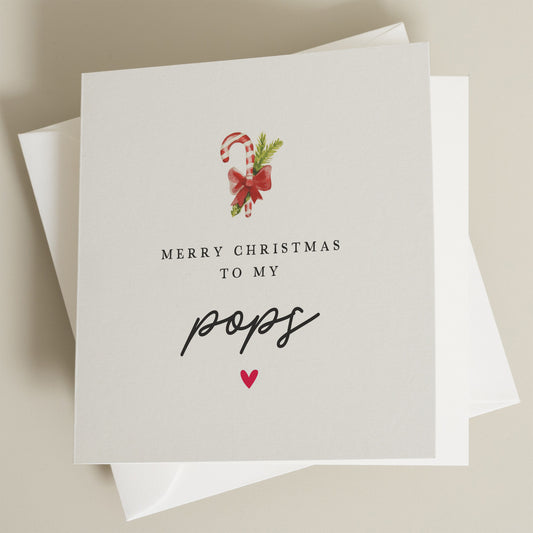 Christmas Card For Grandad, Merry Christmas Pops, Dad Christmas Card, Family Christmas Card, For Grandad, Dad, To Pops, Xmas Gift