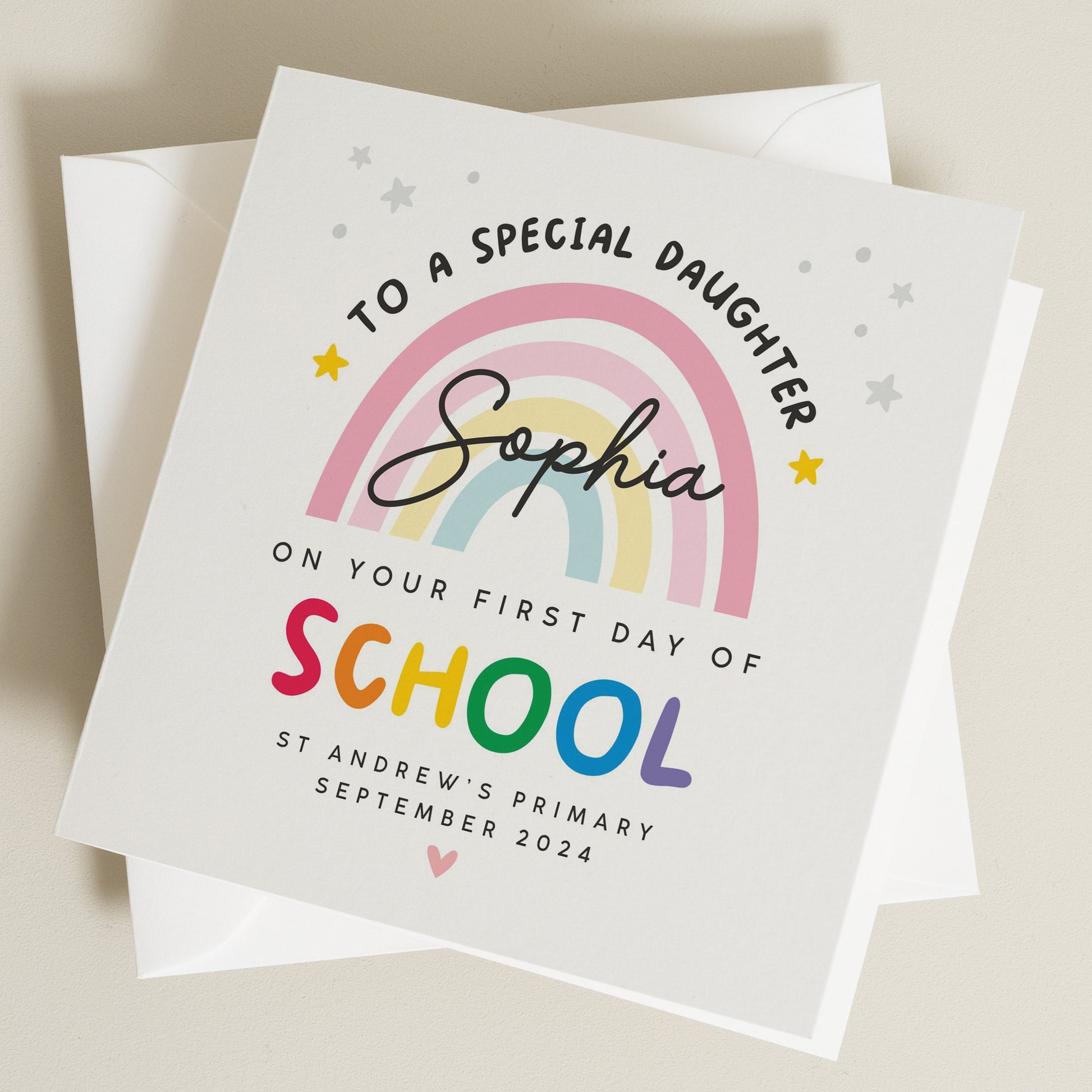 First Day of School Card For Daughter, Granddaughter, Good Luck Card, Back To School Card, 1st Day of Primary, Nursery, Secondary School