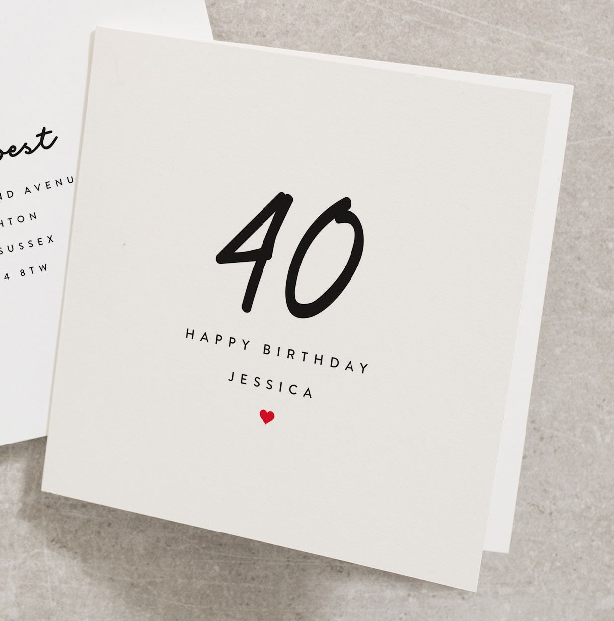 Forty Birthday Card, Simple Birthday Card, 40th, For Her, Personalised Birthday Card, Forty, 40, Wife, Girlfriend, Bestie, Daughter BC556