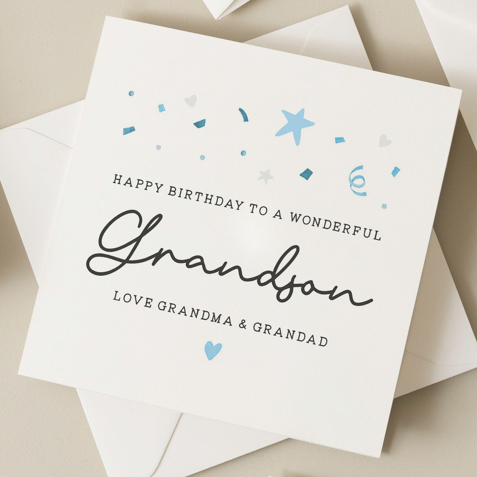 Cute Birthday Card To Grandson, Personalised Grandson Birthday Card, Simple Birthday Card For Grandson, Birthday Gift For Him, Birthday Boy