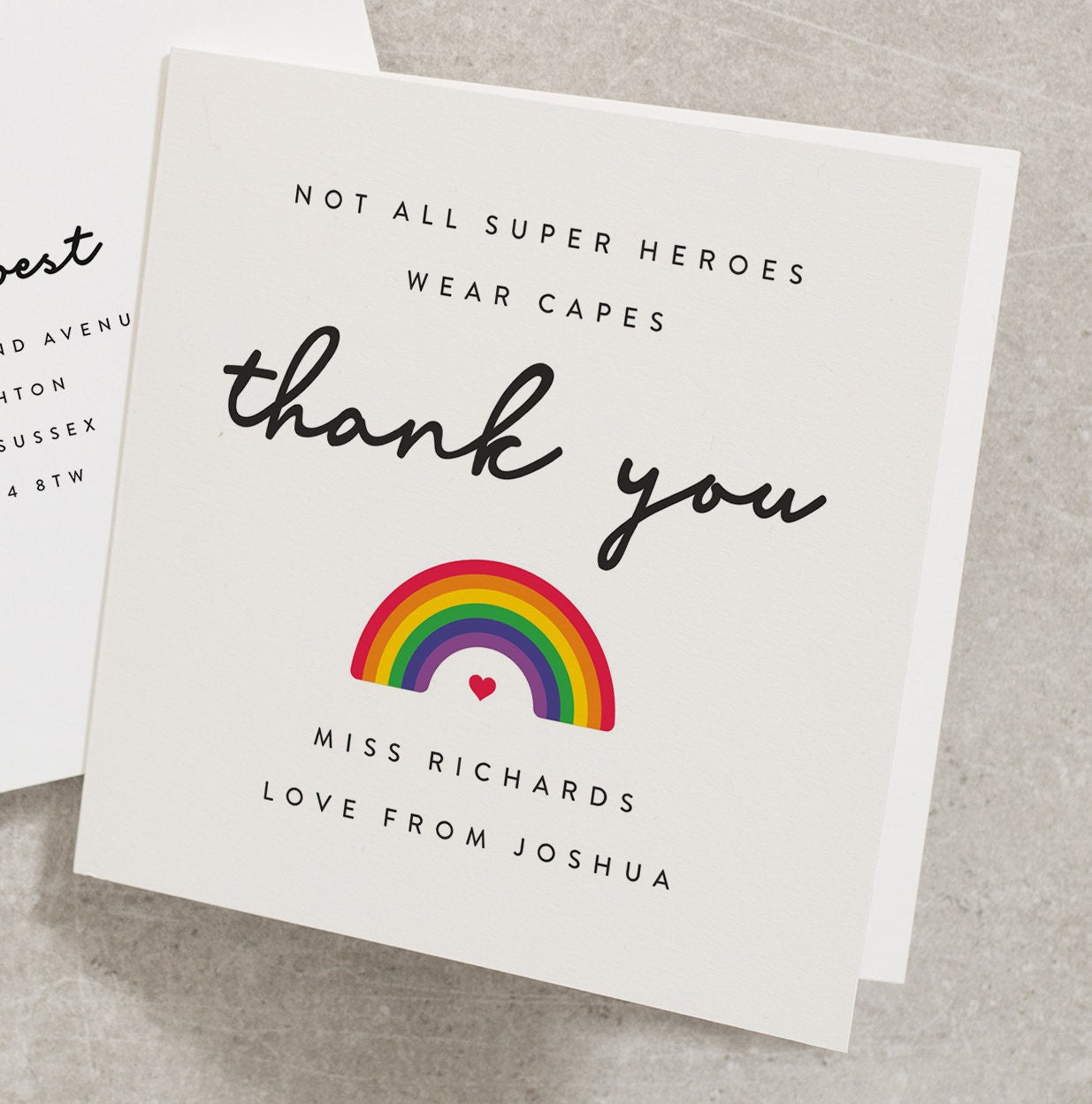 Teacher Thank You Card, Rainbow Personalised Thank You Card, Class 2021 Card For Classroom Assistant, End of Term Card, Teacher Gift TY011