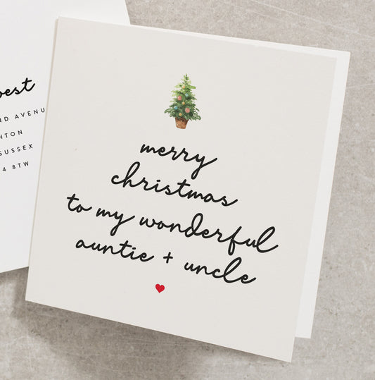 Christmas Typography Card For Auntie and Uncle, Auntie + Uncle Christmas Card, Christmas Auntie and Uncle Card CC456