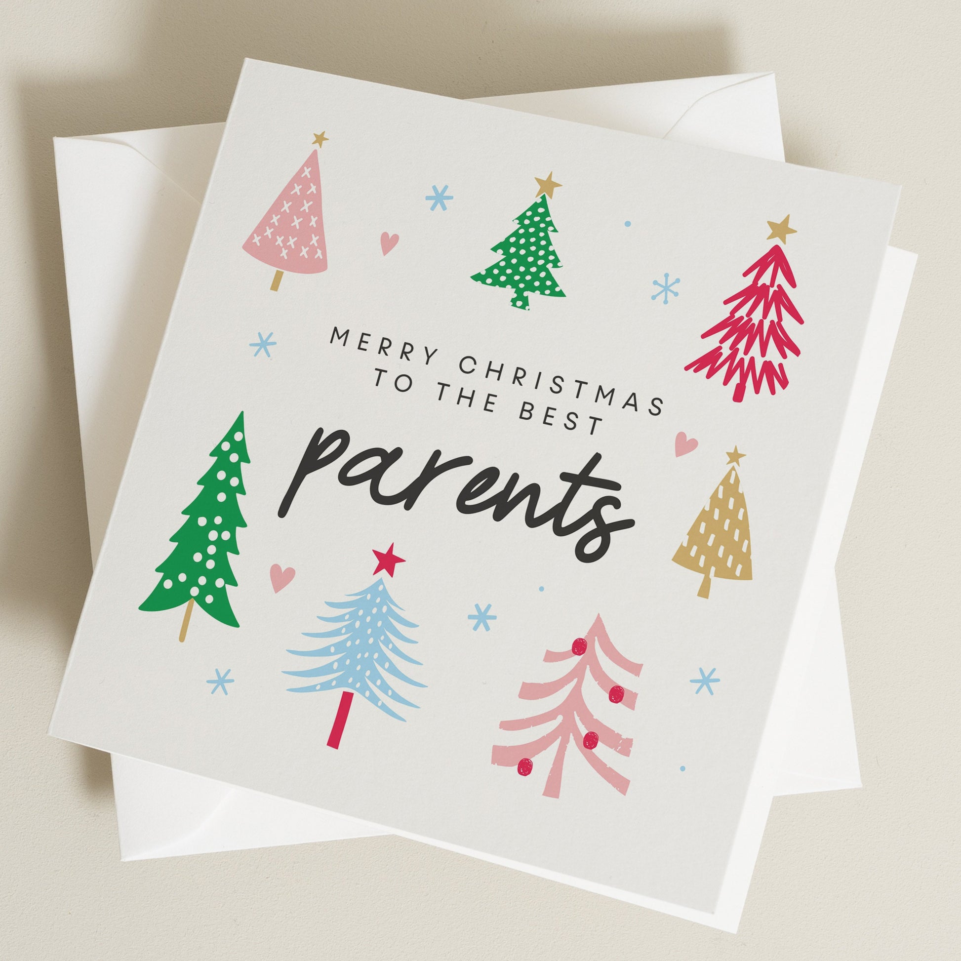 Christmas Card For Mum And Dad, Parents Christmas Card, Dad And Mum Christmas Card, Personalised Christmas Card Mum And Dad, Christmas Trees