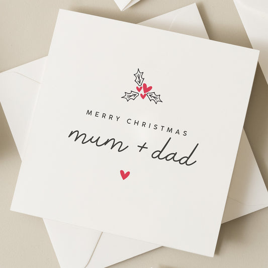 Simple Christmas Card For Mum And Dad, Mum And Dad Christmas Card, Christmas Card Parents, Christmas Card For Parents, Family Xmas Gift