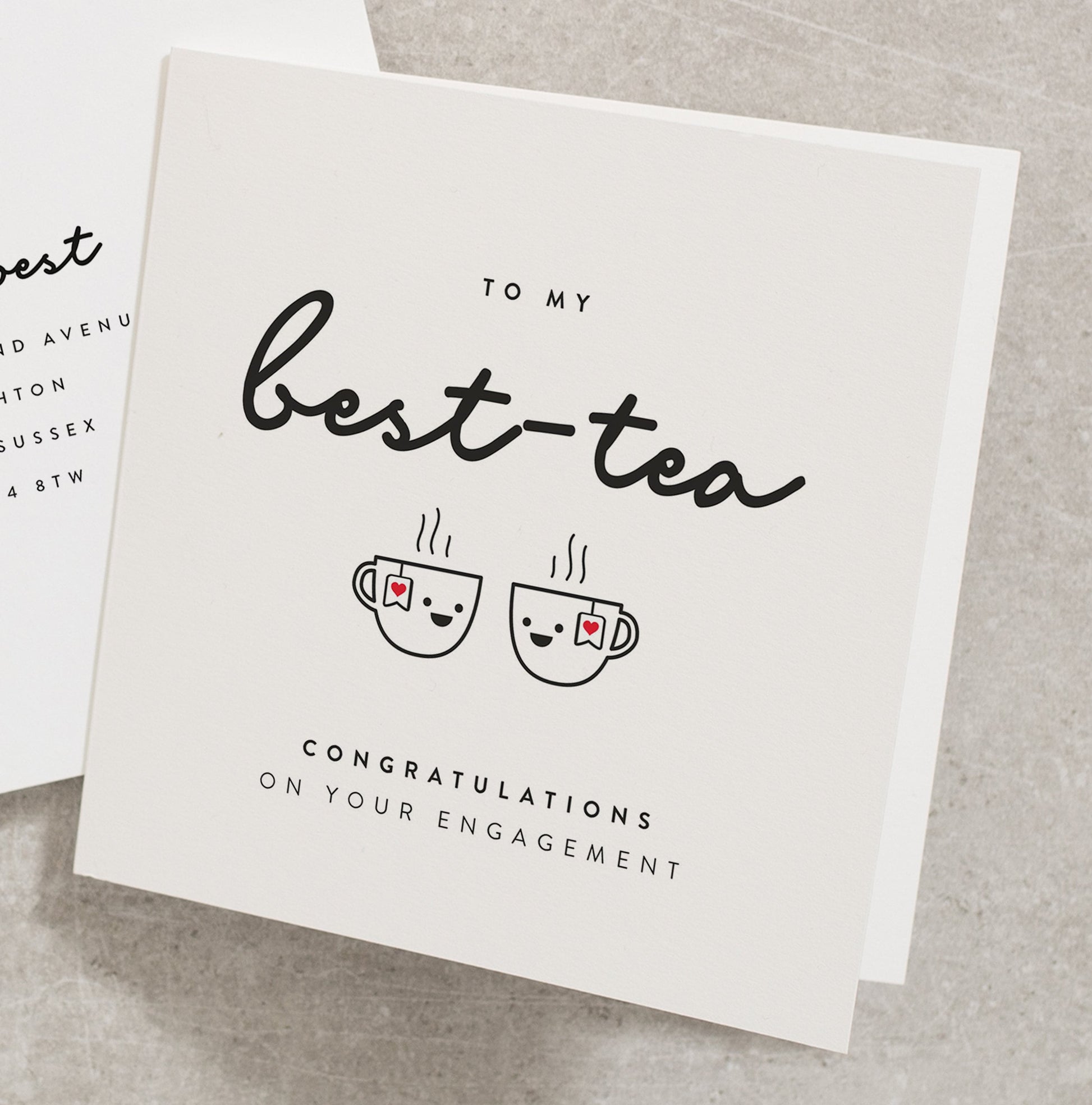 Best-Tea Engagement Card, Congratulations On Your Engagement Card, Best Friend Engagement Card, Bestie Engaged Card EN026