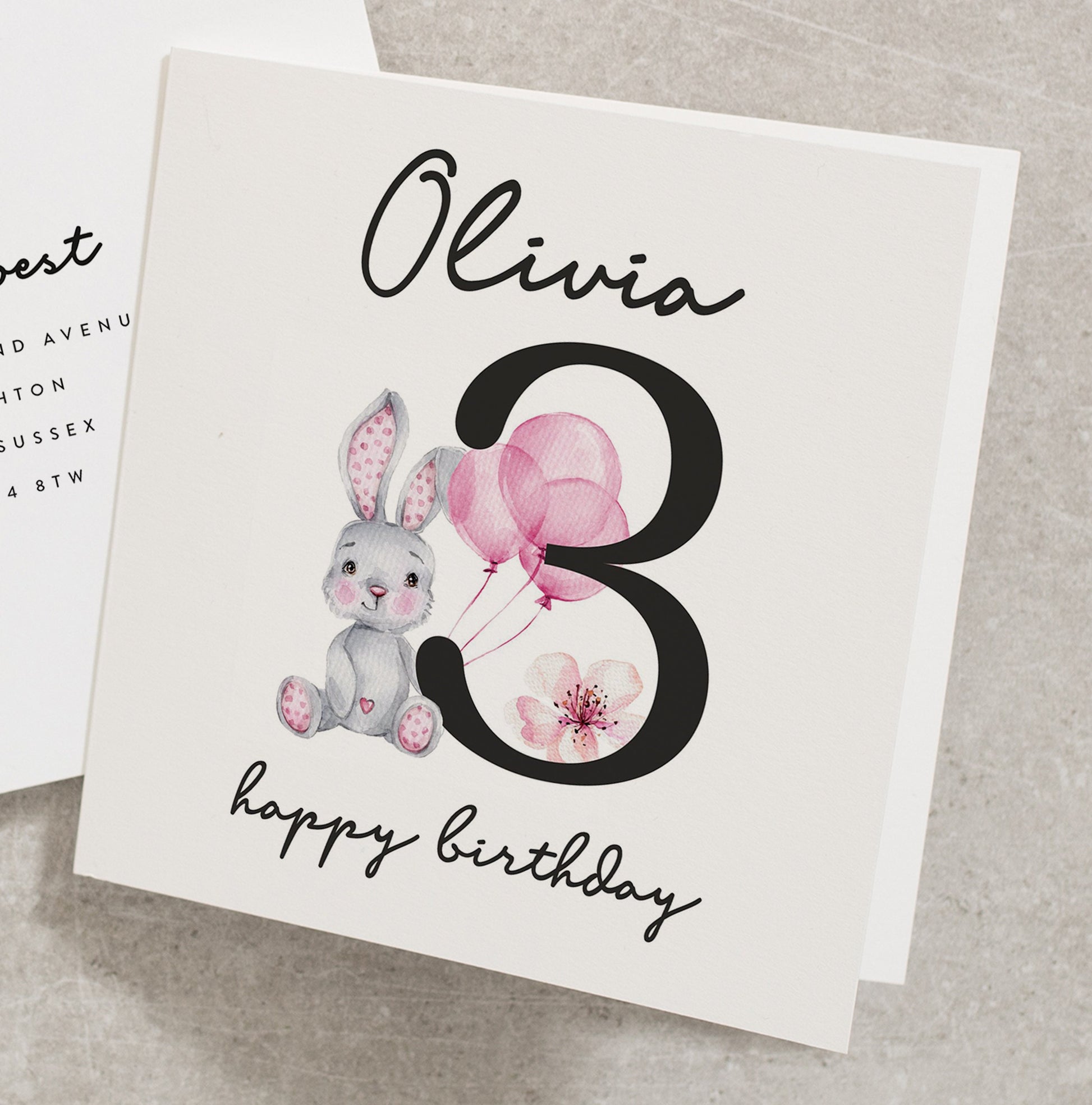 Personalised 3rd Birthday Card For Daughter, Granddaughter 3rd Birthday Card, Third Birthday Card For Niece BC951