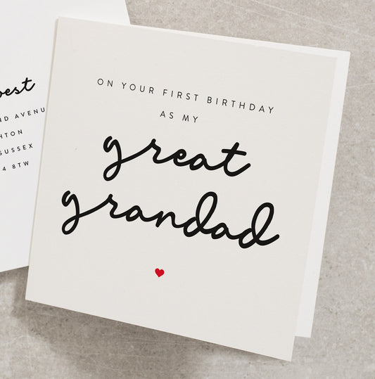 On Your First Birthday As My Great Grandad, Birthday Card For Great Grandad, 1st Birthday As, First Birthday As, Great Grandparents BC318