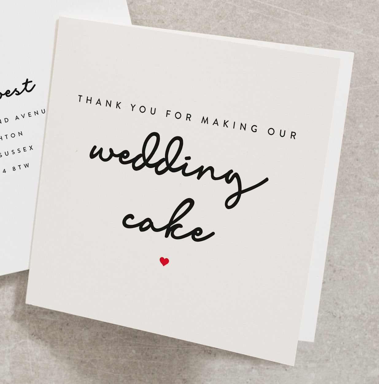 Thank You For Making Our Wedding Cake, Thank You Card, Simple, Wedding Thank You, Wedding Cake Thank You, Wedding Card WY096