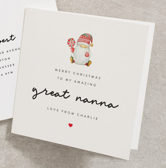 Personalised Christmas Card To My Amazing Great Nanna, Xmas Card for Great Nan, Simple Xmas Card from the Grandkids, CC328