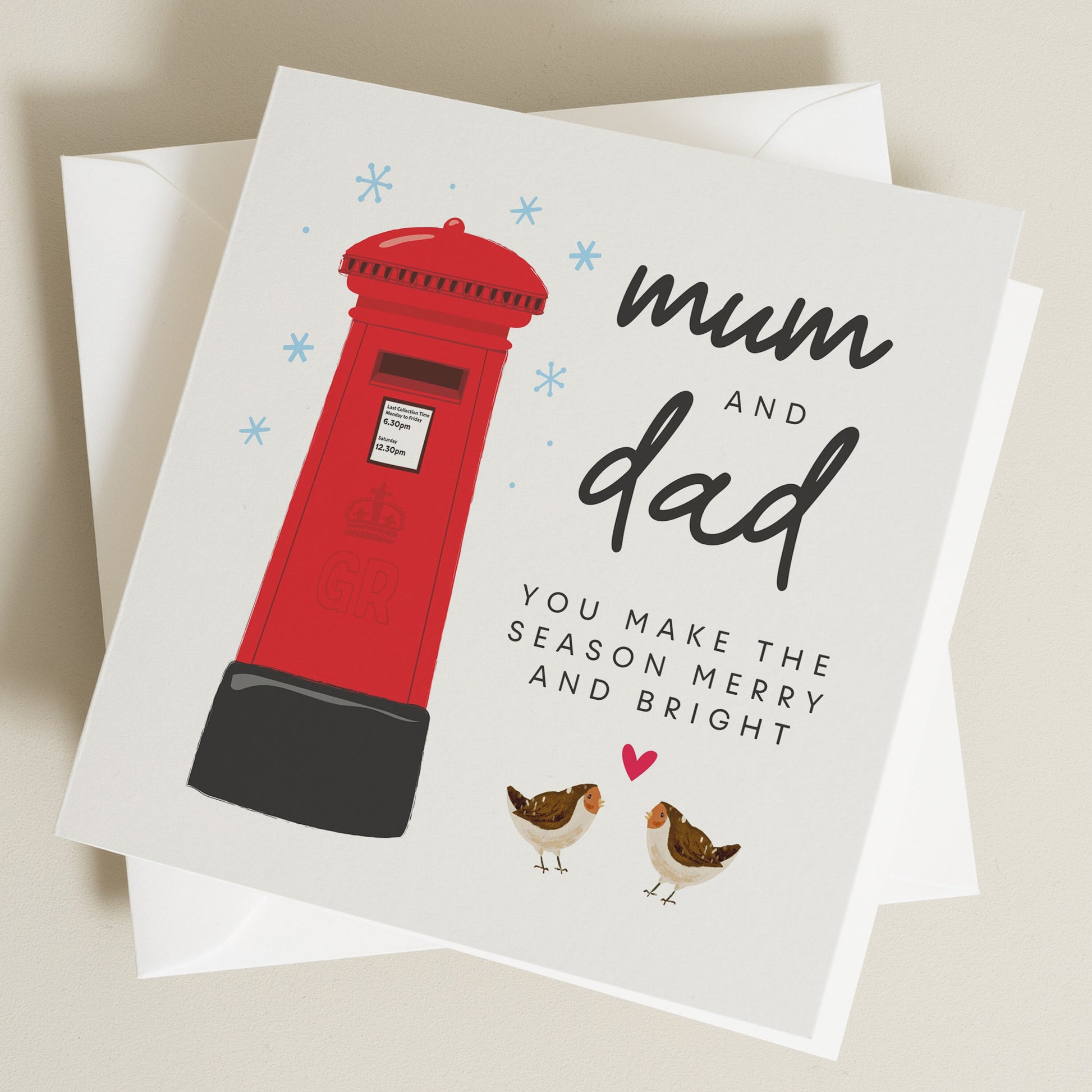 Christmas Card For Mum And Dad, Parents Christmas Card, Dad And Mum Christmas Card, Personalised Christmas Card Mum And Dad, Christmas Robin