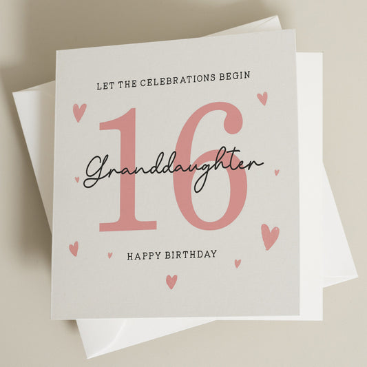 16th Birthday Card, For Granddaughter, Granddaughter 16th Birthday Card, 16th Birthday Card For Granddaughter, 16th Birthday Gift For Her