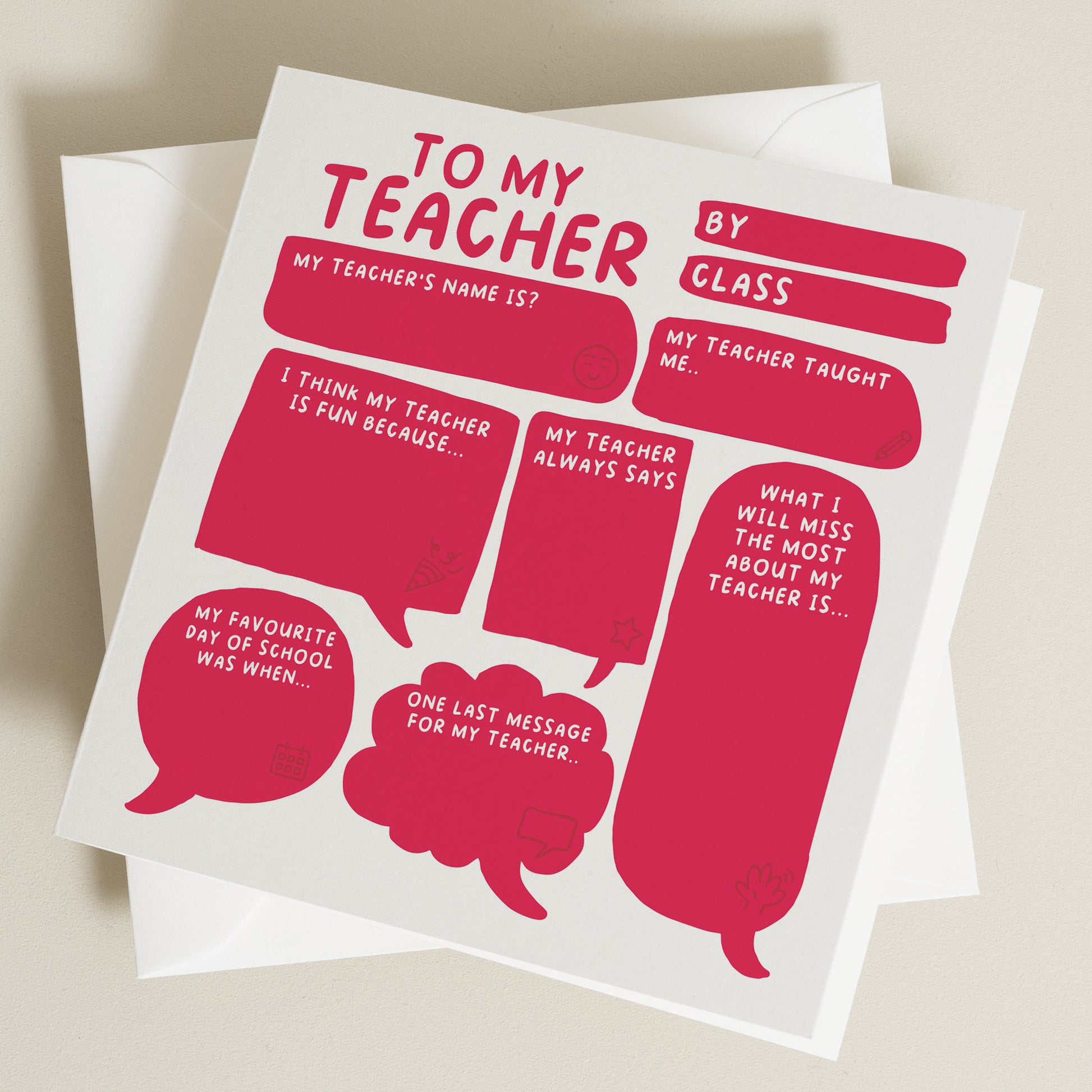 Thank you Teacher Card, Teacher Card, Teacher Gift, Fill In Blanks, End of Term Gift For Teachers, Kids Drawing