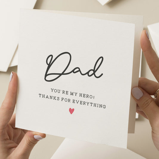 Cute Fathers Day Card For Him, Fathers Day Gifts From Daughter, Thank you Dad Fathers Day Card, Son Fathers Day Card, Dad Is My Hero