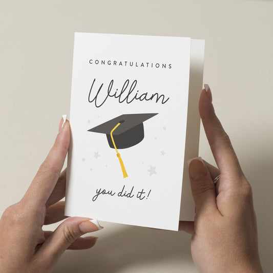 Personalised Graduation Card, Congratulations Graduating Degree Card, Congrats Greeting Card, Personalised University and College Card